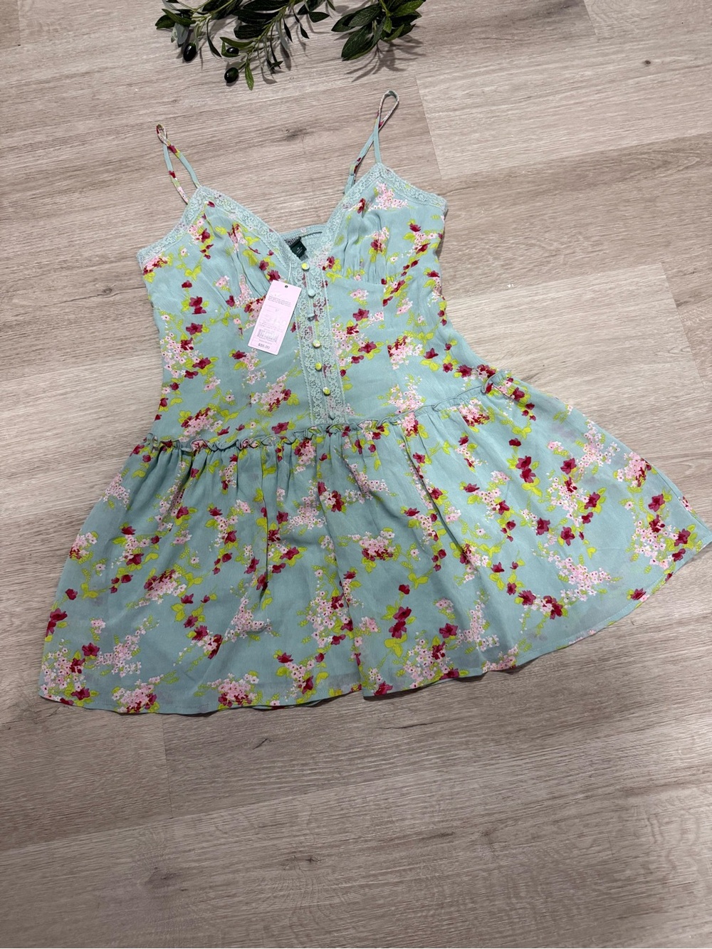 wild fable Mint Green Floral Lace-Trim Cami - Picture 3 of 12